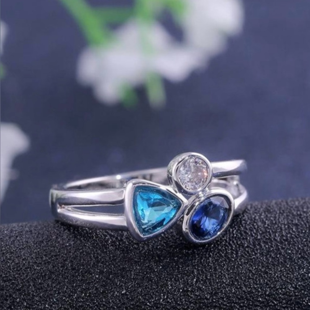 NWT Silver Plated Natural Topaz & White Sapphire Ring Multiple Sizes Available! - Picture 6 of 6
